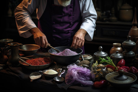 the cook is using a spoon to stirの素材