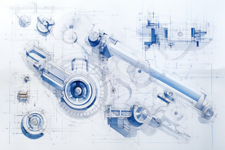 architectural plans laying on top of paperの素材