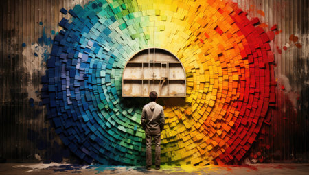 wheel with colors painted on topの素材