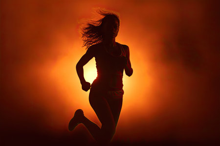 silhouette a running womanの素材