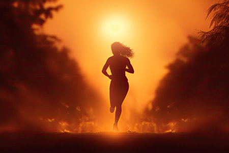 silhouette a running womanの素材