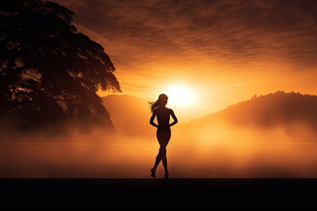 silhouette a running womanの素材