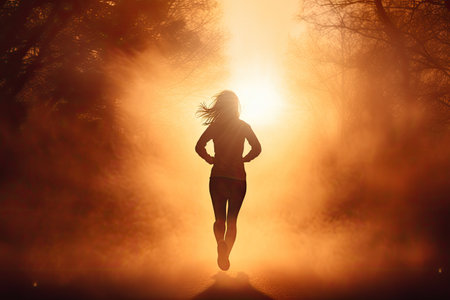 silhouette a running womanの素材