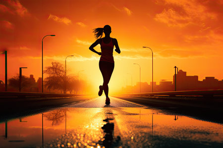 silhouette a running womanの素材