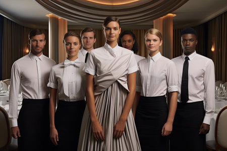 waiters and servers in business meetingの素材