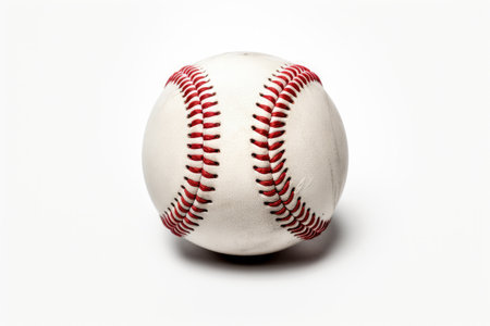 white baseball ball isolated on whiteの素材