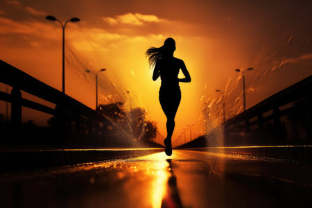 silhouette a running womanの素材