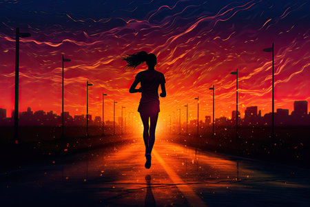 silhouette a running womanの素材