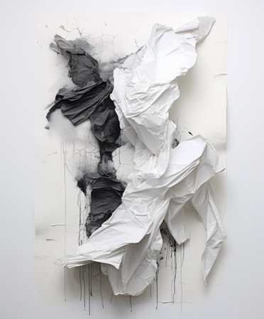 paper torn in strips in the style of realistic detailsの素材