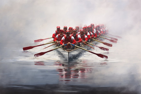 the rowers are in a rowing teamの素材