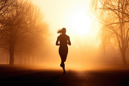 silhouette a running womanの素材