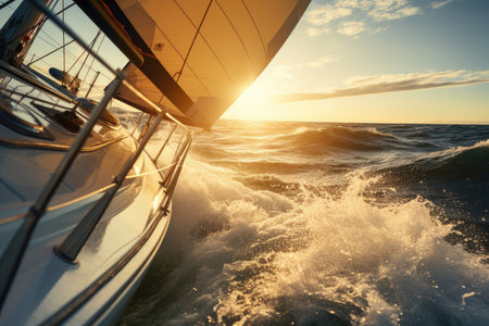 sailing yachts sailing boat in oceanの素材
