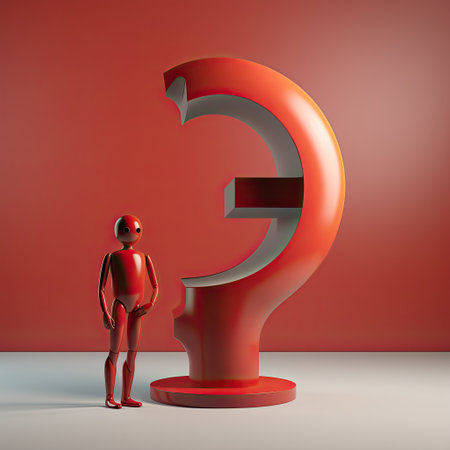3d person is posing with red question markの素材