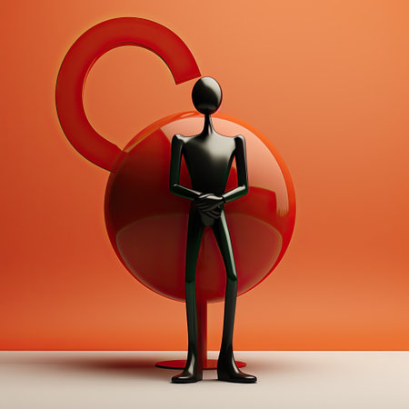 3d person is posing with red question markの素材