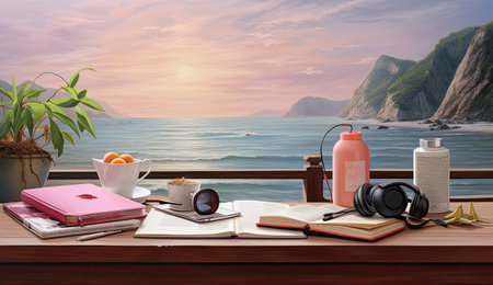 poster with view on the seaの素材