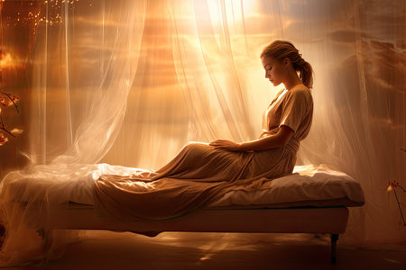 a woman enjoying a full body massage at spaの素材