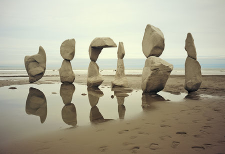 Rows of stones stack up Ballance.の素材