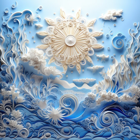 a sun and clouds in the sky hard detailsの素材