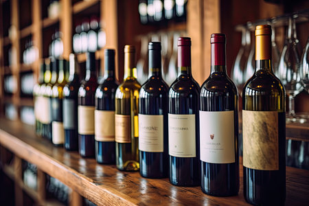 photo of bottles of wine lined upの素材