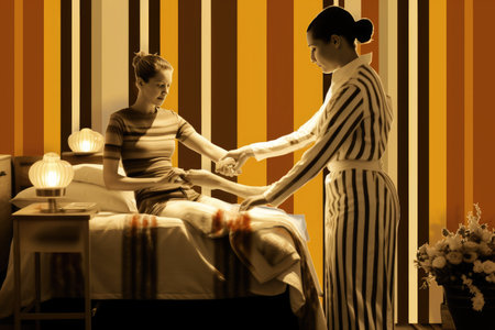 a woman enjoying a full body massage at spaの素材