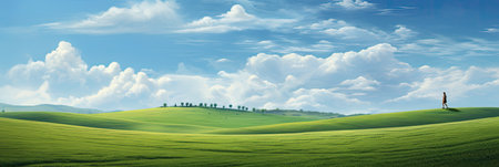 an open field filled with grassの素材