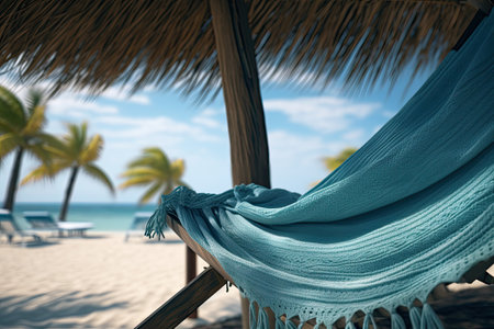 hammock on the beach with a white towelの素材