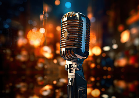 recording microphone with dj night in clubの素材