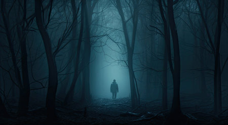 mysterious dark forest landscapeの素材