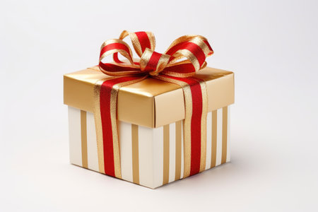 red gift box with gold ribbonの素材