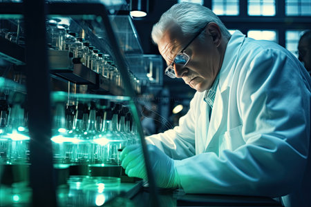 male scientist in hospital at workの素材