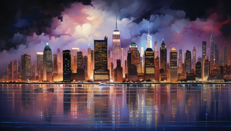 manhattan city of luminous reflectionsの素材