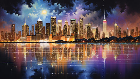 manhattan city of luminous reflectionsの素材