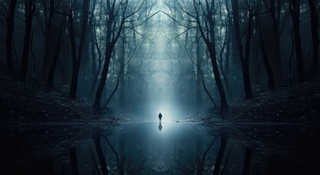 mysterious dark forest landscapeの素材