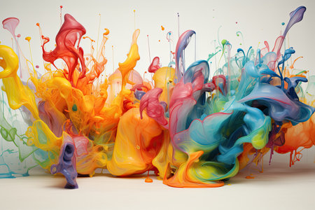 colorful liquid flowing on a white backgroundの素材