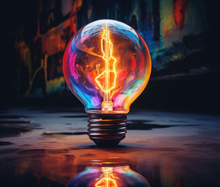 creative concept light bulb on grunge backgroundの素材