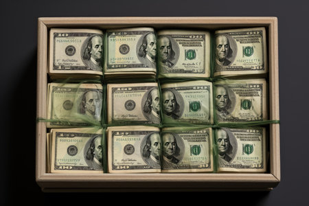 stack of one hundred dollarsの素材