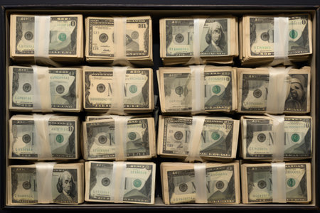 stack of one hundred dollarsの素材