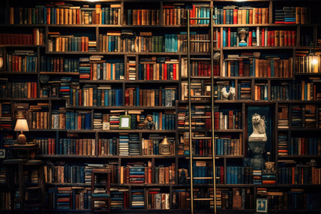 library is filled with books on several wallsの素材