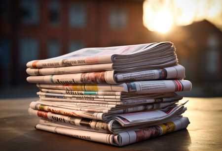 newspapers on a tableの素材