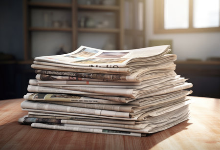 newspapers on a tableの素材