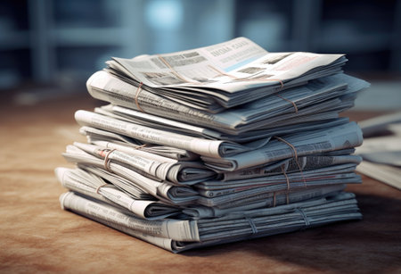 newspapers on a tableの素材