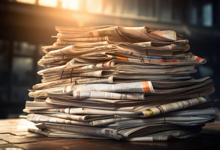 newspapers on a tableの素材