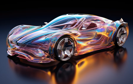 a car with technology in motionの素材