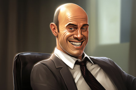 man smiling in office stock photoの素材