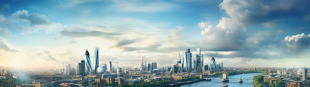 london city in the fog with buildingsの素材