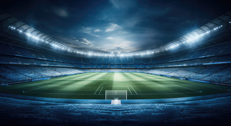 soccer stadium scene with lightsの素材
