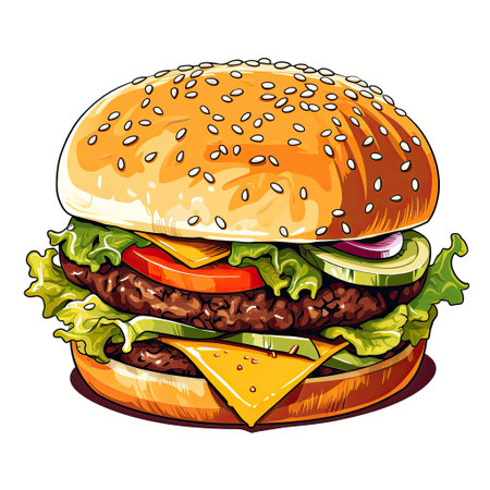hamburger on a white backgroundの素材