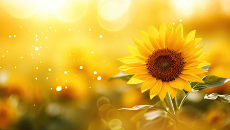 sunflower near a yellow fieldの素材