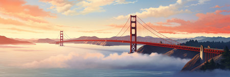 the golden gate bridge is seen from above as it entersの素材
