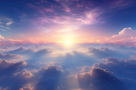 sunbeams illuminating clouds sunの素材